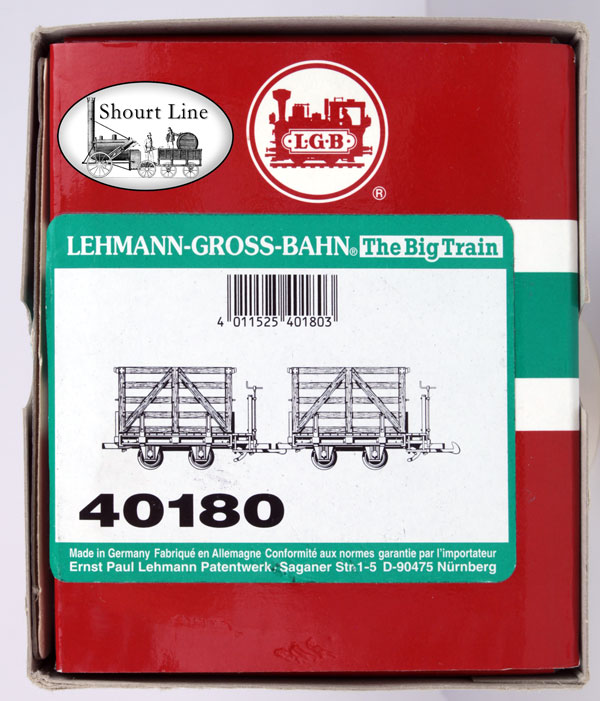 LGB 40180 2 pack FRR Field Railroad Multi Puropse Cars in Box Sleeve NEW box label end