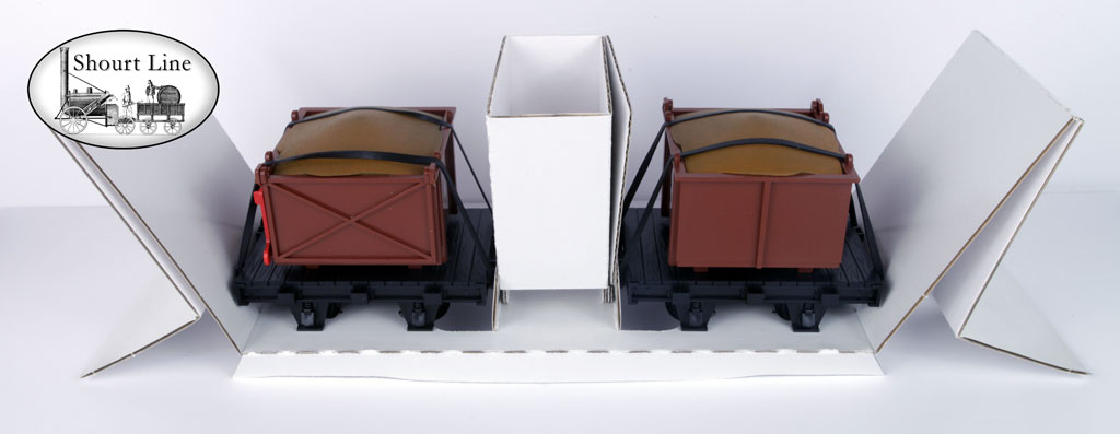 LGB 42170 2 pack FRR Field Railway Numbered Locking Lever Side Dump Cars w removeable Loads - car carier for safe storage and transport