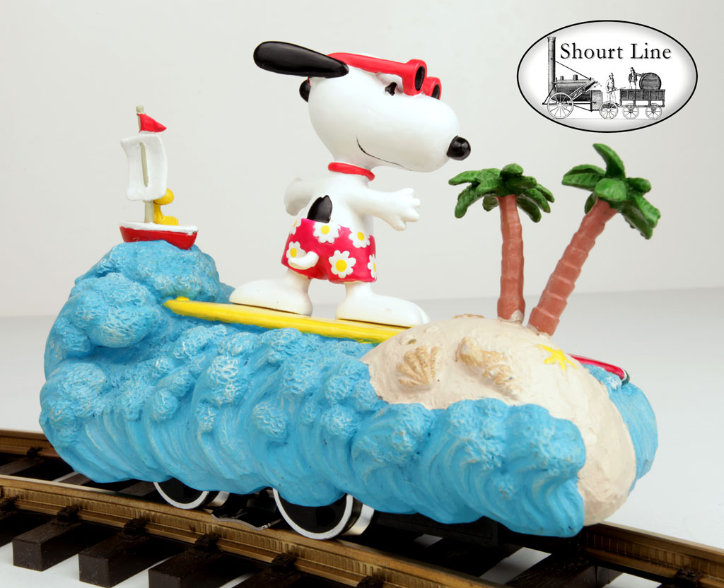 G Scale LGB 20050 Peanuts Motorized Snoopy Joe Cool® Surfer + Woodstock riding a wave NEW