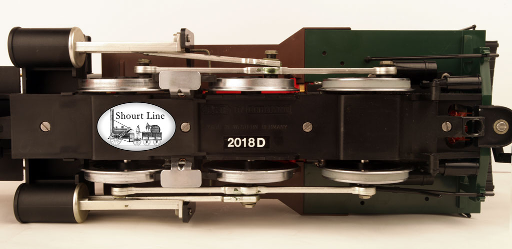 LGB 2018D D&RGW-DSP&PRR 2-6-0 Mogul Steam Loco Working Firebox Ligths Smoker w SW Real Wood Load NEW bottom view