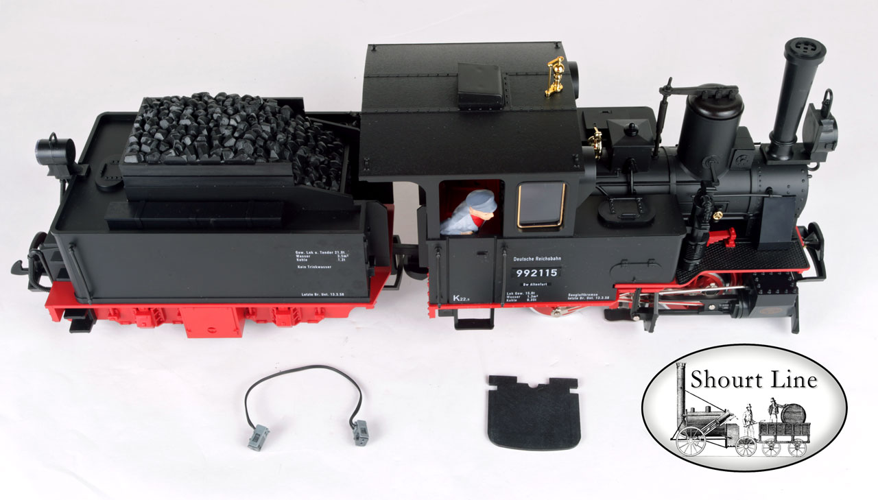 LGB 21151 RD BR 99-211 0-4-0 Steam Locomotive power cable and fireman walkway top view