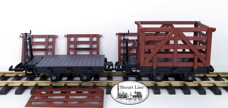 LGB 40180 2 pack FRR Field Railroad Multi Puropse Cars in Box Sleeve NEW left car has all fences removed