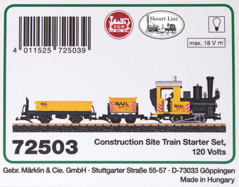 LGB 72503 Construction Site Train Starter Set box label