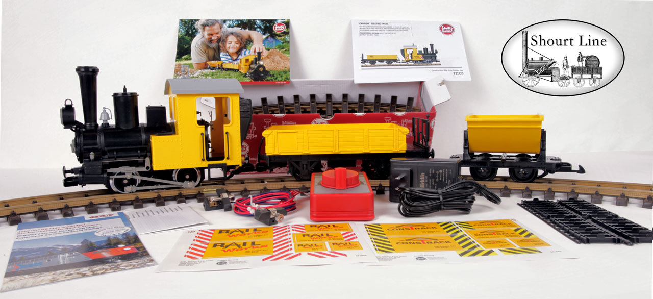 LGB 72503 Construction Site Train Starter Set - low angle - all parts -box not shown