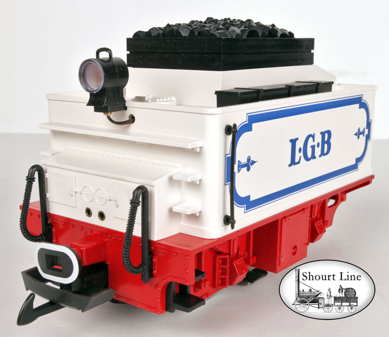 G Scale LGB 2317-6 Motorized Circus White Tender + Power Cable + Fireman Walkway NEW