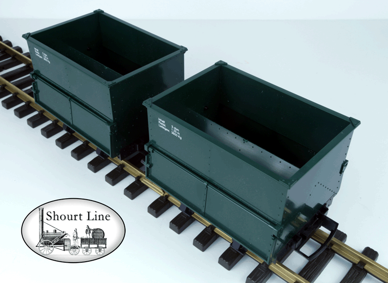 LGB 40190 2 pack FRR Field Railway Locking Lever Operated Bulk Dump Cars animated dump top view