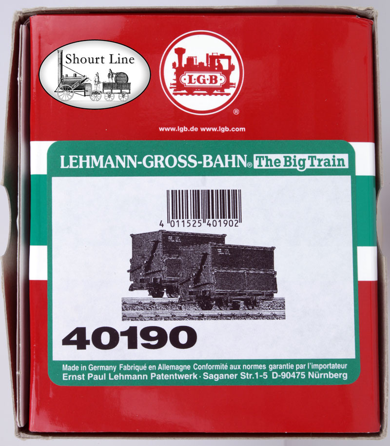 LGB 40190 2 pack FRR Field Railway Locking Lever Operated Bulk Dump Cars box label