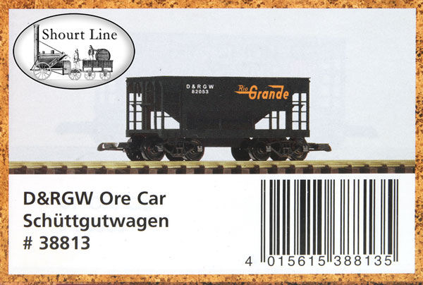 PIKO 38813 D&RGW Ore-Car Single bay open top 4 axles hook n Loop couplers  box label CU